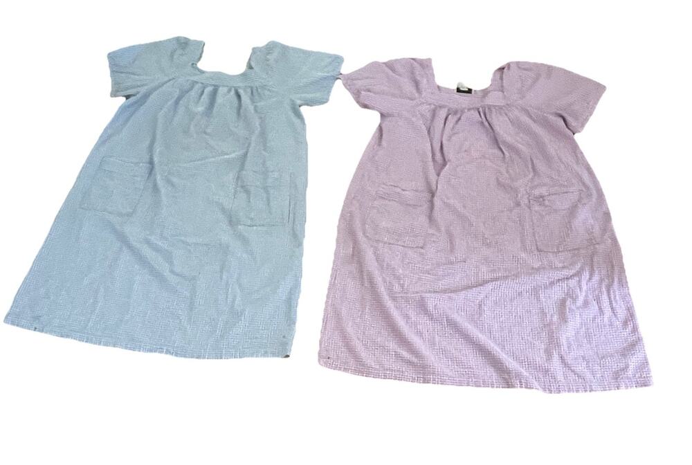 Vermont Country Store Cotton Dresses Blue & Purple Gingham Muu Muu One Sz - Read